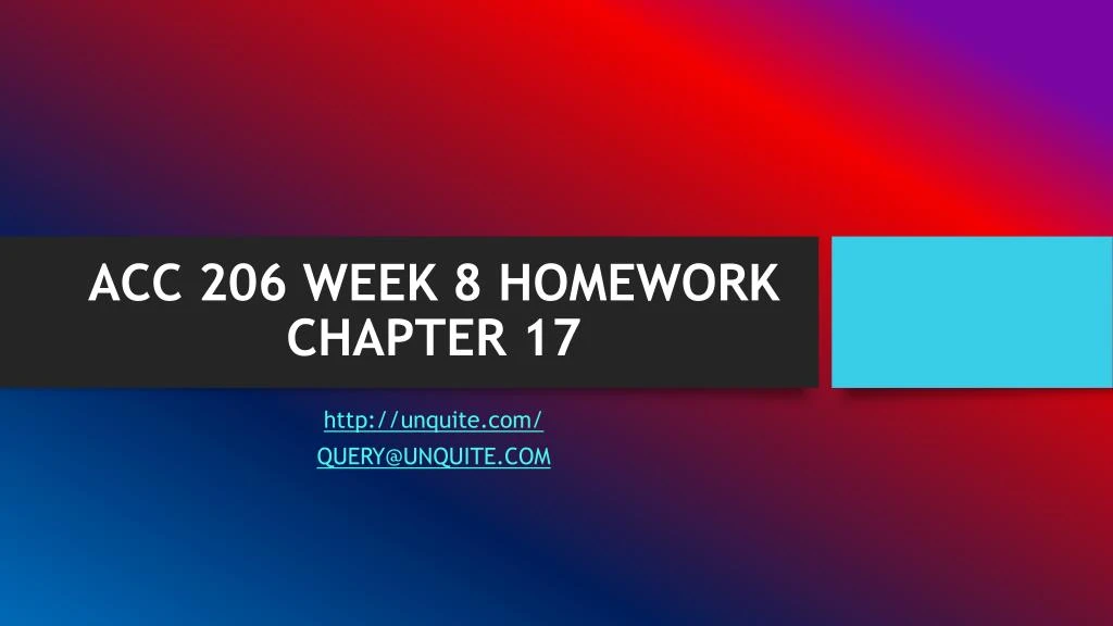 acc 206 week 8 homework chapter 17