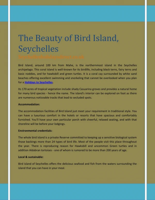 The Beauty of Bird Island, Seychelles