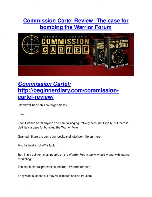 Commission Cartel Review-$9700 Bonus & 80% Discount