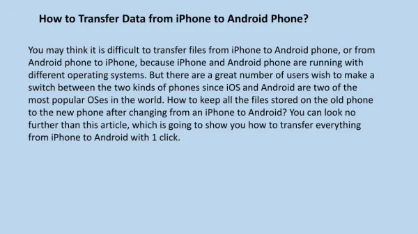 How to Transfer Data from iPhone to Android Phone