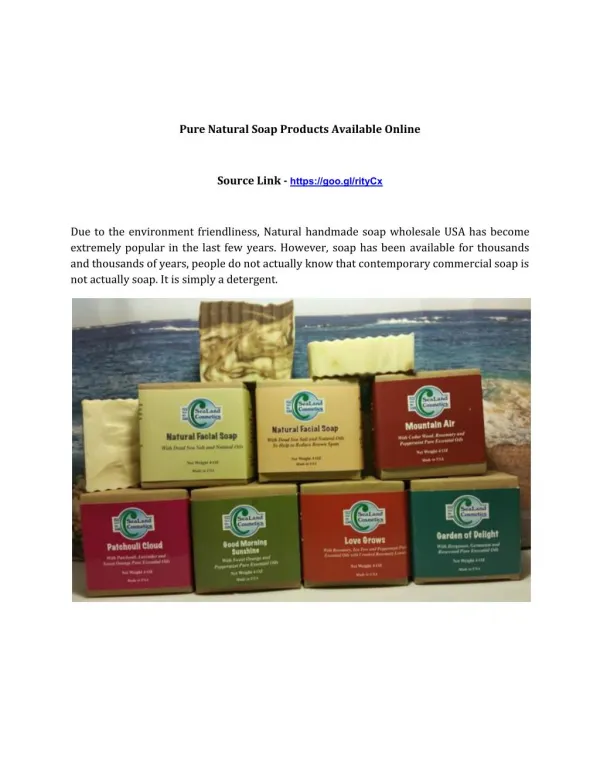 Pure Natural Soap Products Available Online