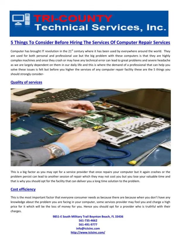 5 Things To Consider Before Hiring The Services Of Computer Repair Services