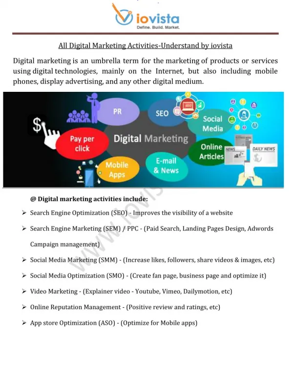 All Digital Marketing Activities-Understand by iovista