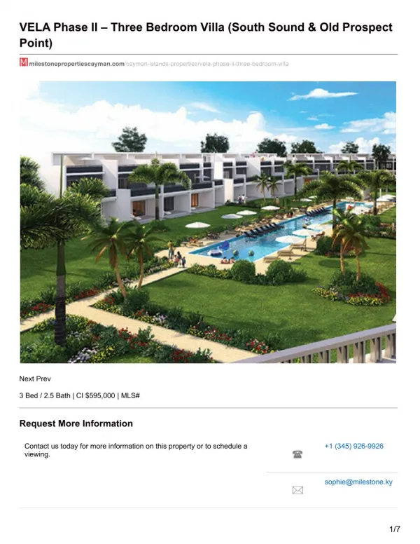 VELA Phase II - 3 Bedroom Villa - Cayman Residential Property For sale