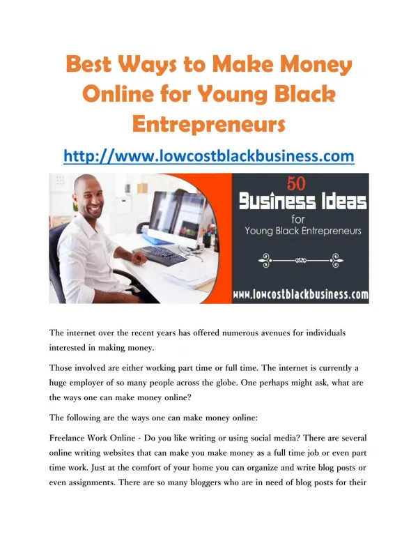Best Ways to Make Money Online for Young Black Entrepreneurs
