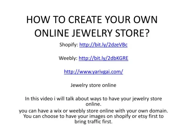 HOW TO CREATE YOUR OWN ONLINE JEWELRY STORE?