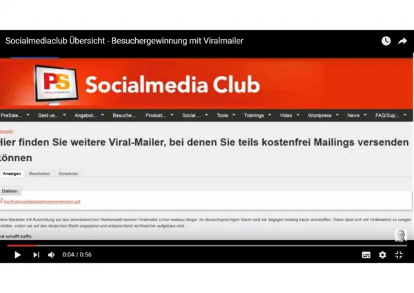 Socialmediaclub Übersicht - Besuchergewinnung mit Viralmailer
