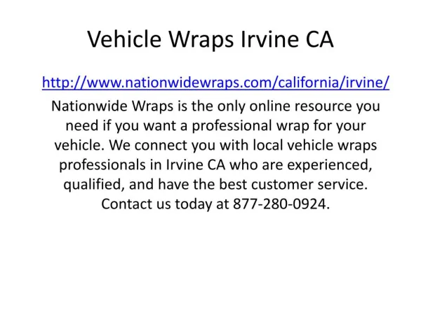 Vehicle Wraps Irvine CA