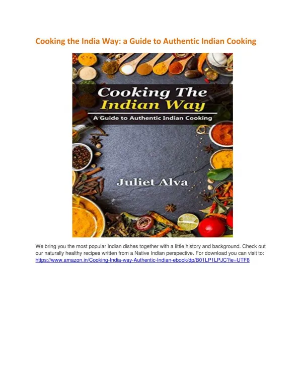 Cooking the India Way a Guide to Authentic Indian Cooking