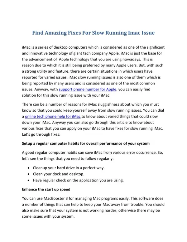 Find Amazing Fixes For Slow Running Imac Issue