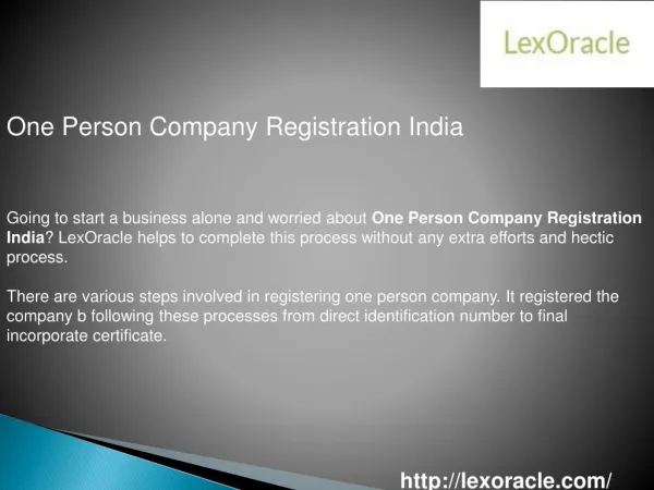 One Person Company Registration India