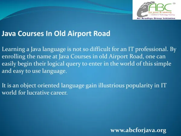 Java Courses in old Airport Road
