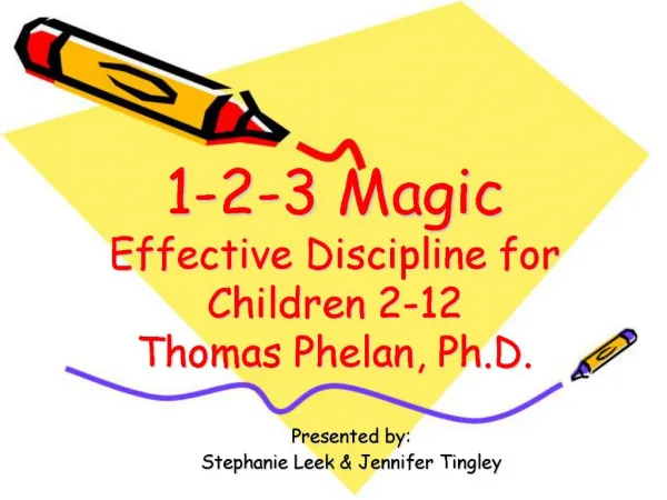 1-2-3 Magic Effective Discipline for Children 2-12 Thomas Phelan, Ph.D.