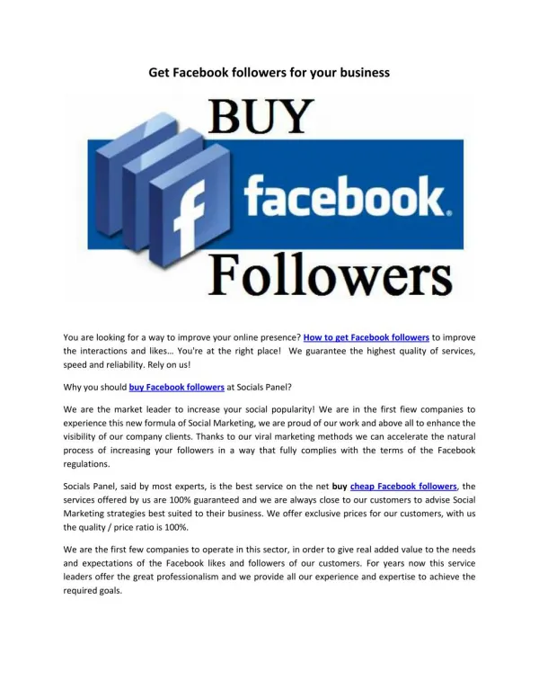 Get Facebook followers for your business