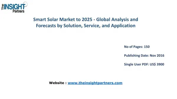 New study: Smart Solar Market Trends, Business Strategies and Opportunities 2025– The Insight Partners