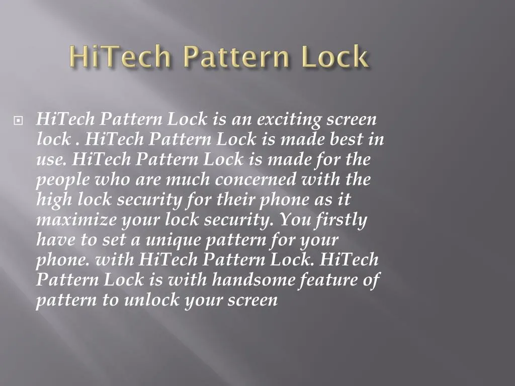 hitech pattern lock