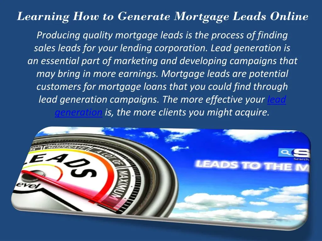learning how to generate mortgage leads online