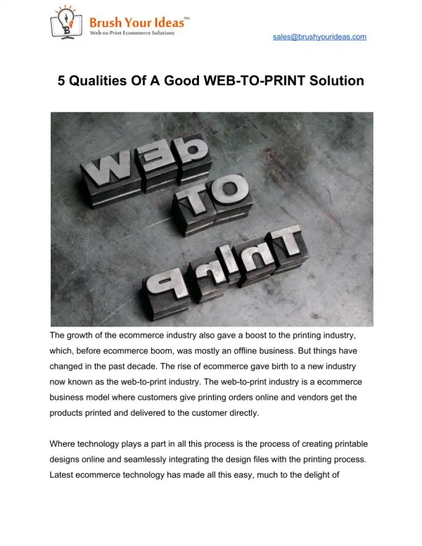 5 qualities of a good web to print solution