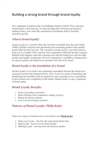 Building a strong brand through brand loyalty - slide 1