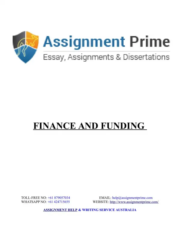 Sample Assignment - Finance and Funding
