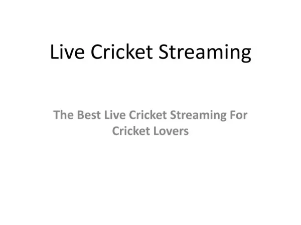 Live Cricket Streaming