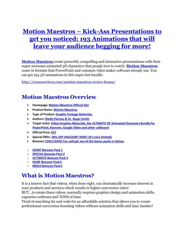 Motion Maestros review-(MEGA) $23,500 bonus of Motion Maestros