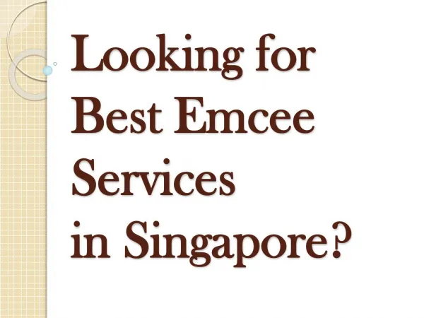 Are You Looking Best Emcee Services in Singapore?