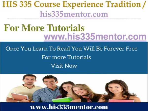 HIS 335 Course Experience Tradition / his335mentor.com