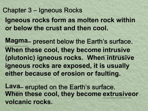 Chapter 3 Igneous Rocks