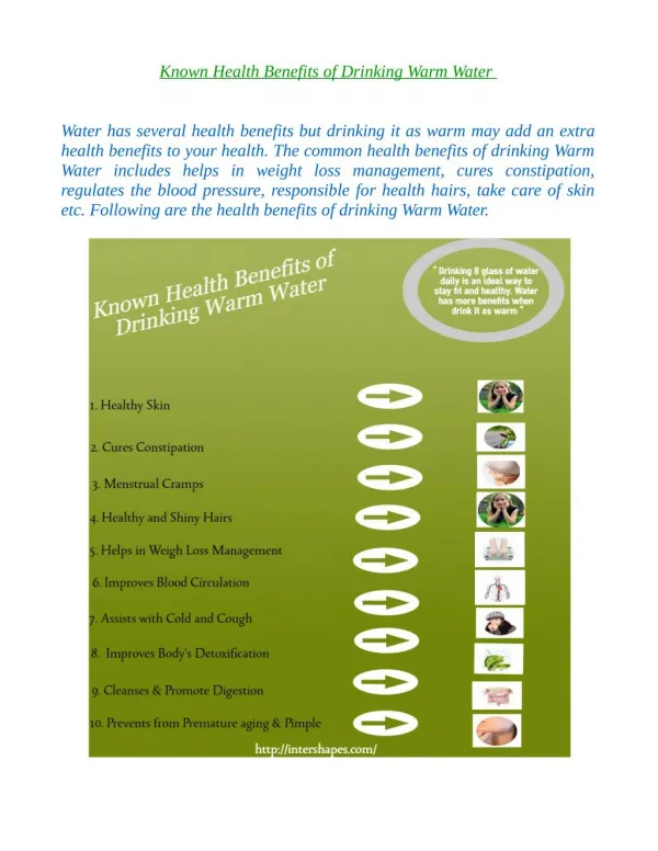Known Health benefits of Drinking Warm Water