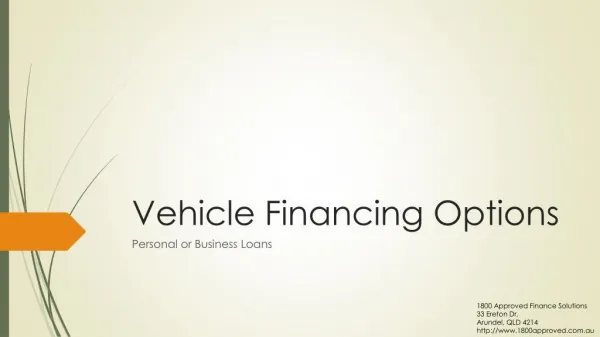 Different Vehicle Financing Options