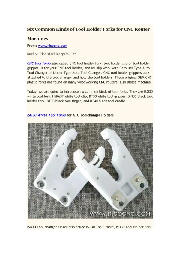 CNC tool forks ISO30 HSK BT30 BT40 plastic gripper clip fingers