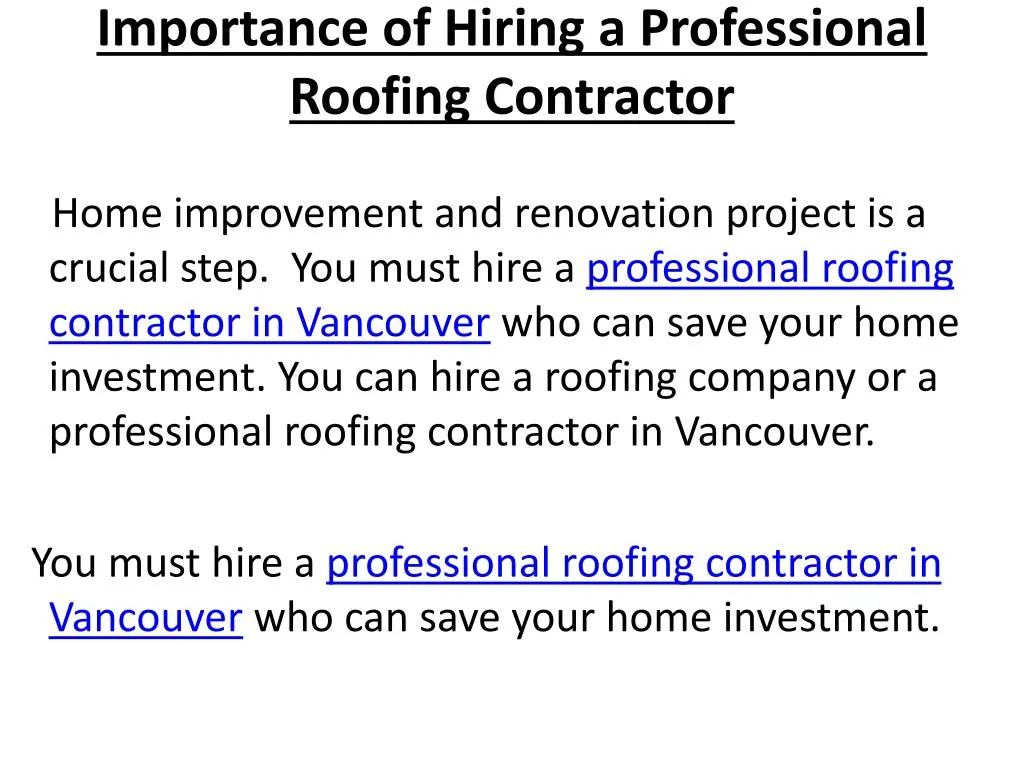 importance of hiring a professional roofing contractor