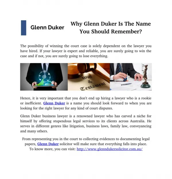 Why Glenn Duker Is The Name You Should Remember?