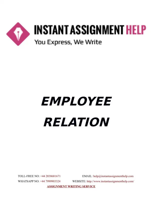 Sample Assignment on Employee Relation