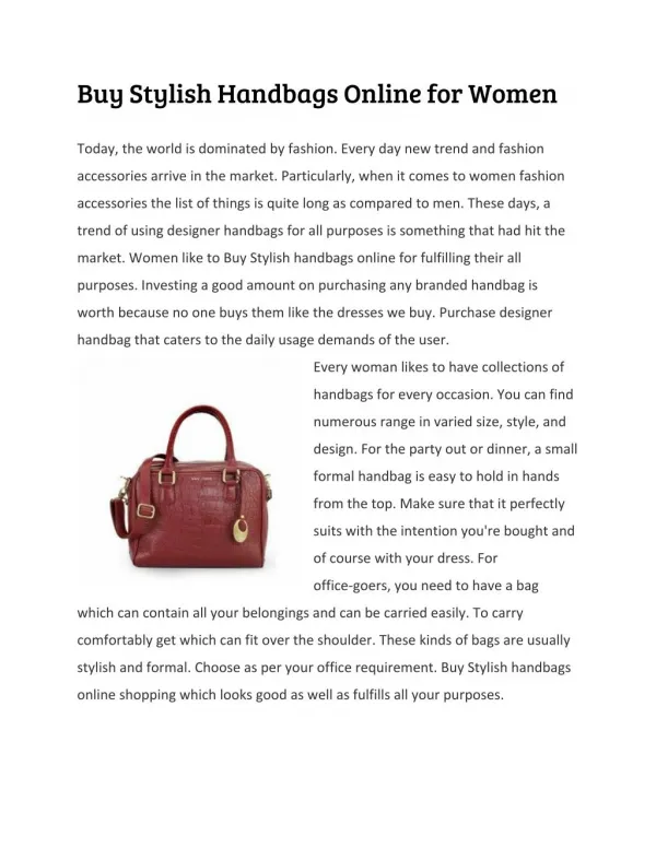 Buy Stylish Handbags Online for Women