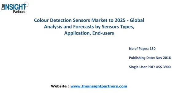 Colour Detection Sensors Industry Market Share, Size, Forecast and Trends by 2025– The Insight Partners