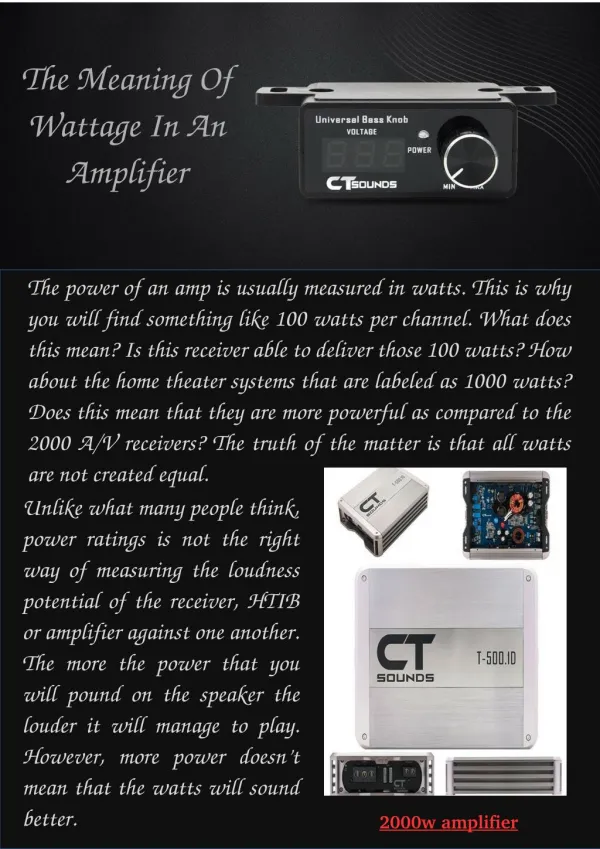 The Meaning of Wattage in an Amplifier