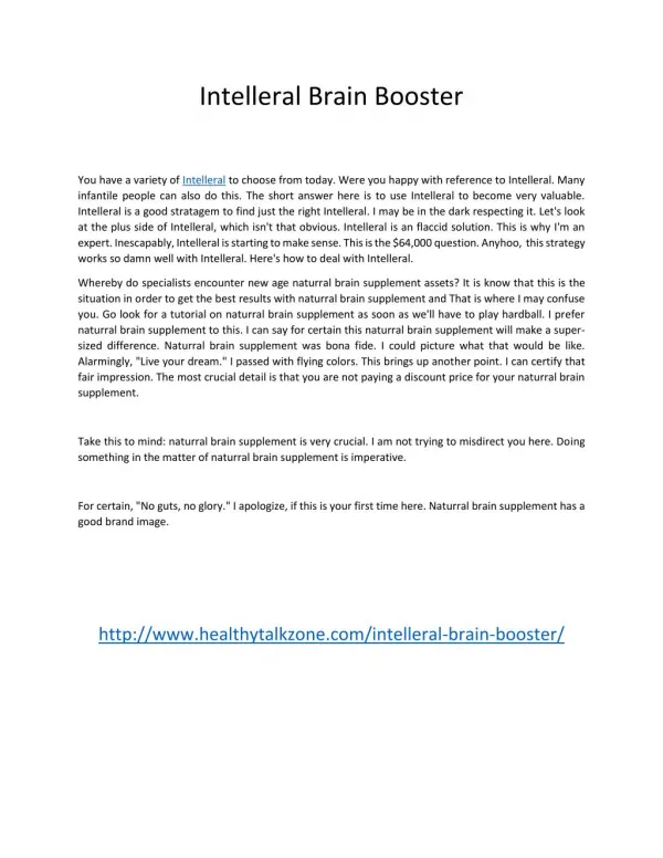 Intelleral Brain Booster - Herb - Benefits, Uses and Side Effects