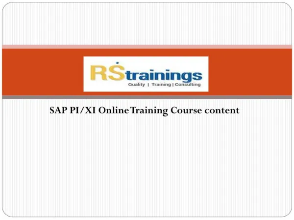 SAP XI/PI online Training course content