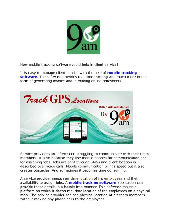 Mobile tracking software