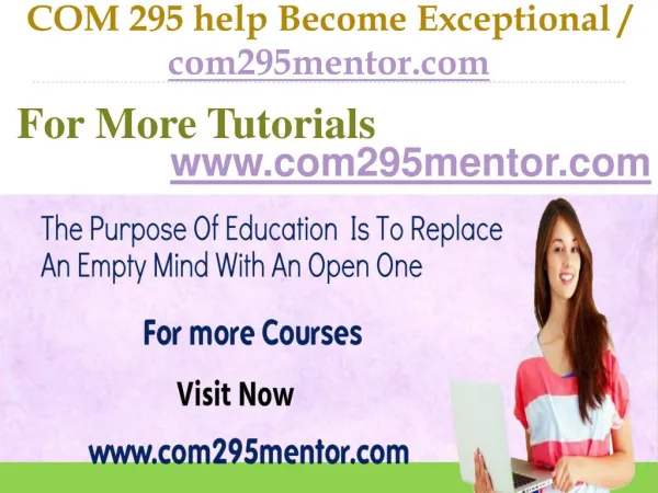 COM 295 help Become Exceptional / com295mentor.com