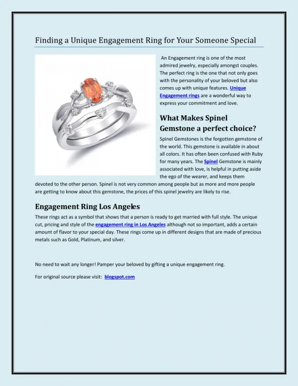 Finding a Unique Engagement Ring for Your Someone Special