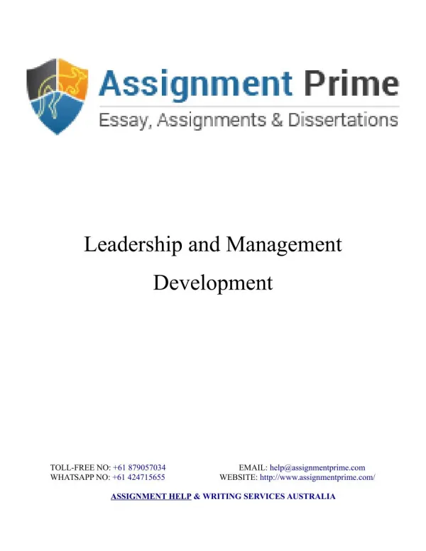 Sample Assignment on Leadership & Management Development