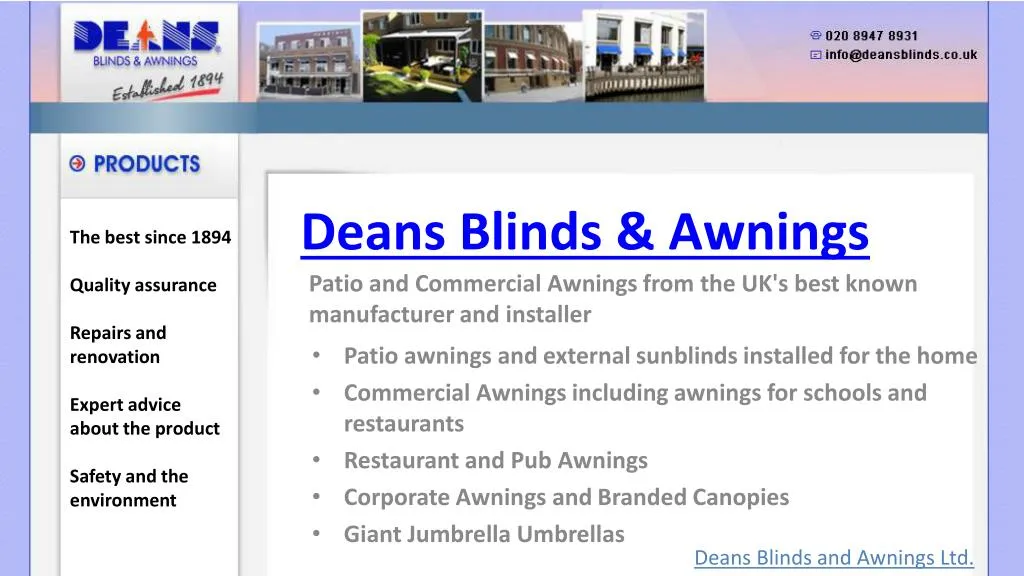 deans blinds awnings