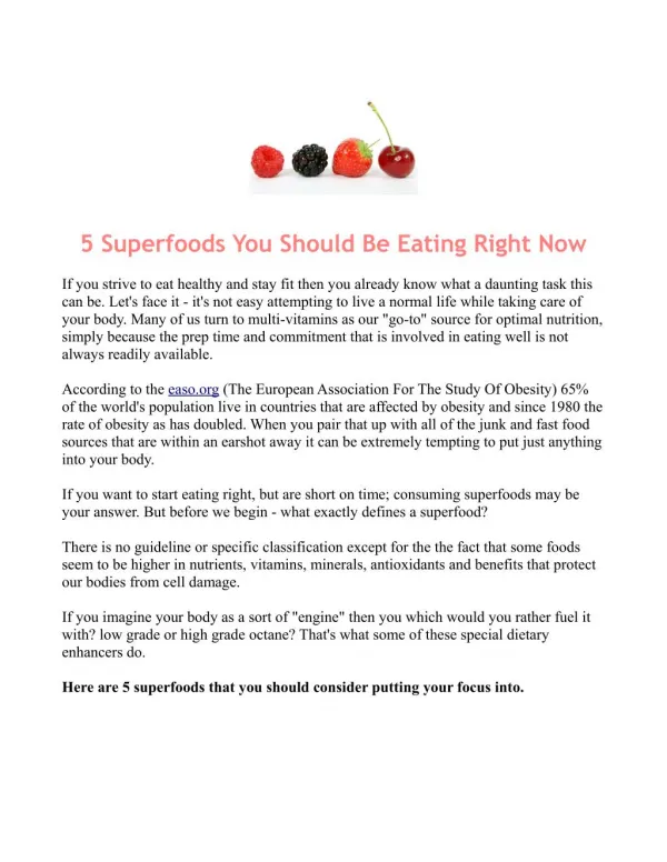 Powerful Superfoods For Eating Healthy