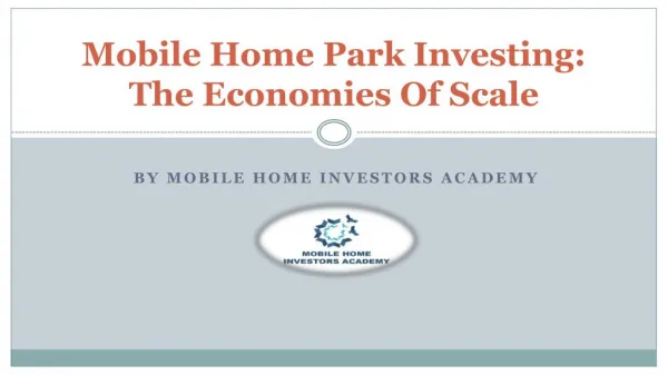 Stock Investing Versus Mobile Home Park Investing