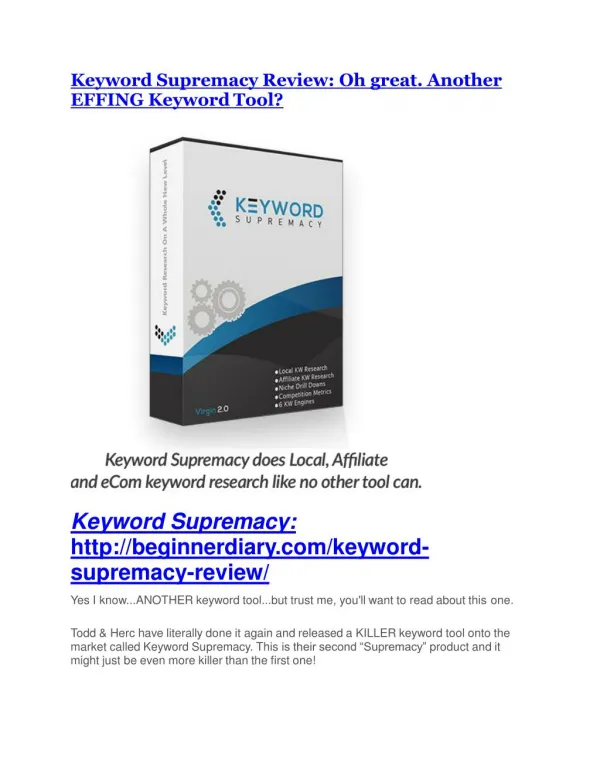 Keyword Supremacy review and Keyword Supremacy $11800 Bonus & Discount