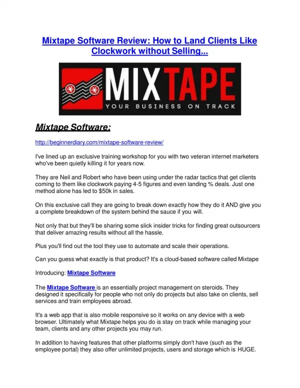 Mixtape Software review - Mixtape Software top notch features