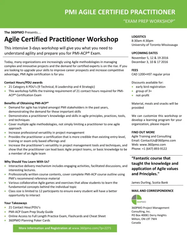 Agile Certified Practitioner Workshop